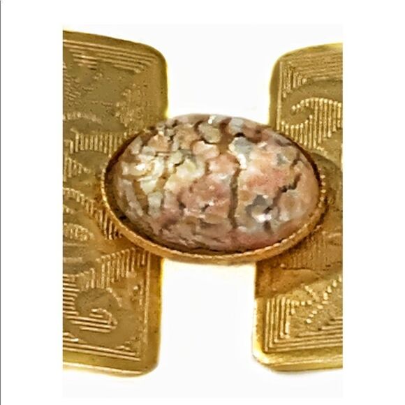 Vintage Banana Bob engraved gold floral opal link bracelet Victorian - Picture 6 of 12